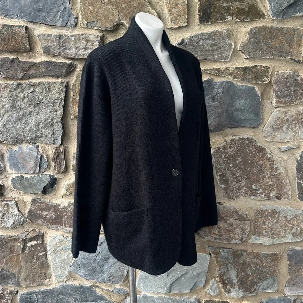 NWT J. Crew Cocoon Alpaca Blend Black Longline Minimalist sweater-blazer Size L
